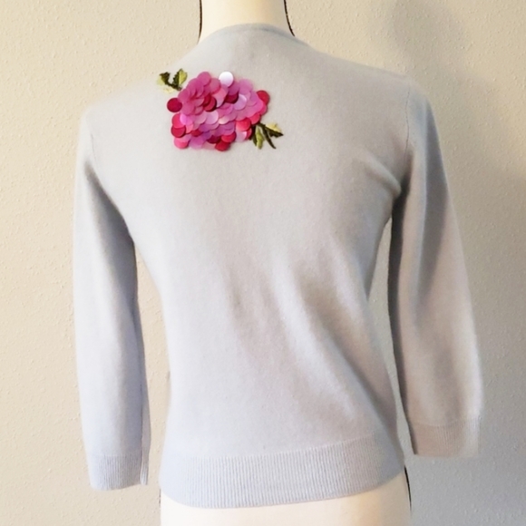 WHITE + WARREN Rare Embellished Baby Blue Cardigan - Picture 2 of 6